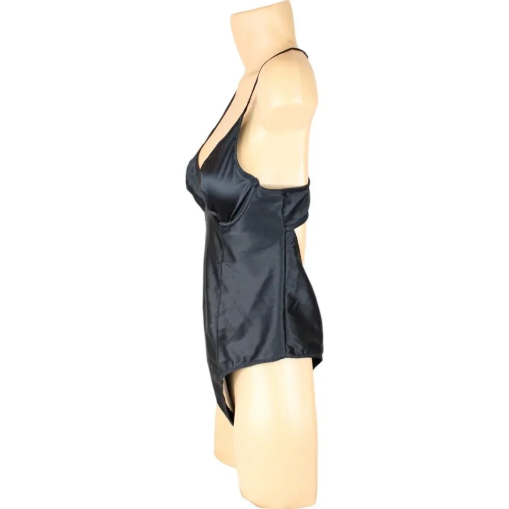 La SENZA Black Satin Chemise Bodysuit - Picture 2 of 10